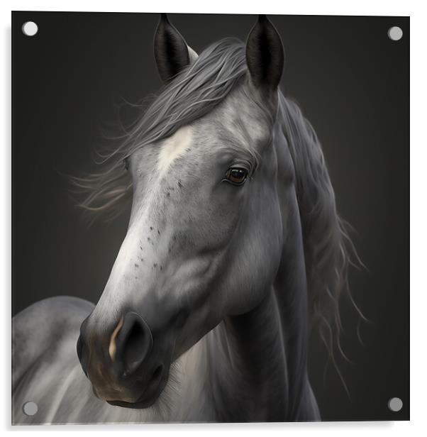 Grey Horse Portrait 2 Acrylic by Picture Wizard