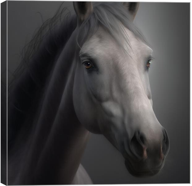 Grey Horse Portrait 3 Canvas Print by Picture Wizard