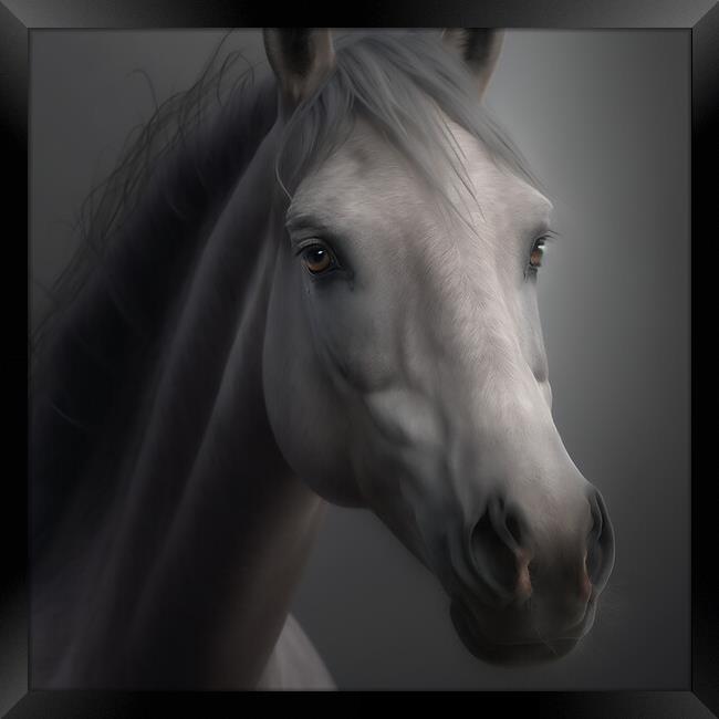 Grey Horse Portrait 3 Framed Print by Picture Wizard