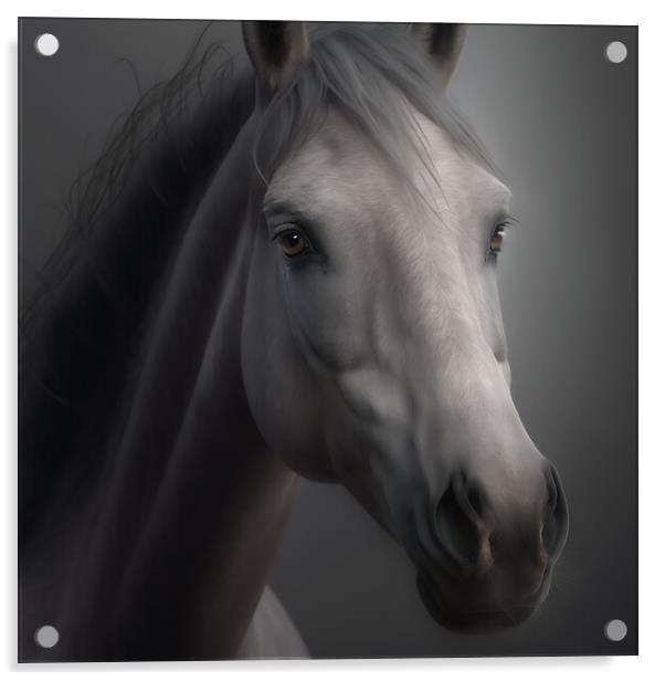 Grey Horse Portrait 3 Acrylic by Picture Wizard