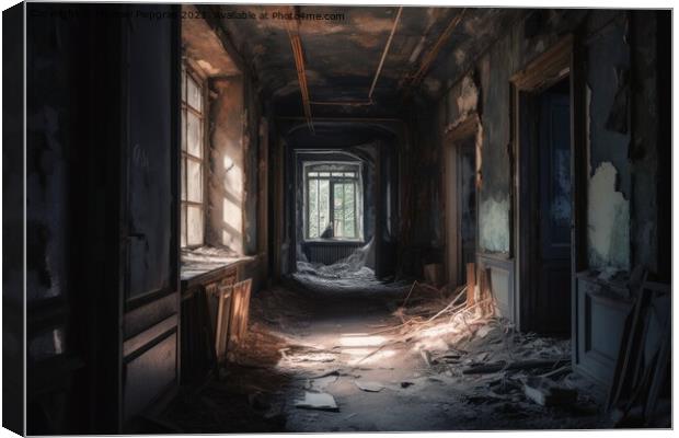 Lost and abandoned place created with generative AI technology. Canvas Print by Michael Piepgras