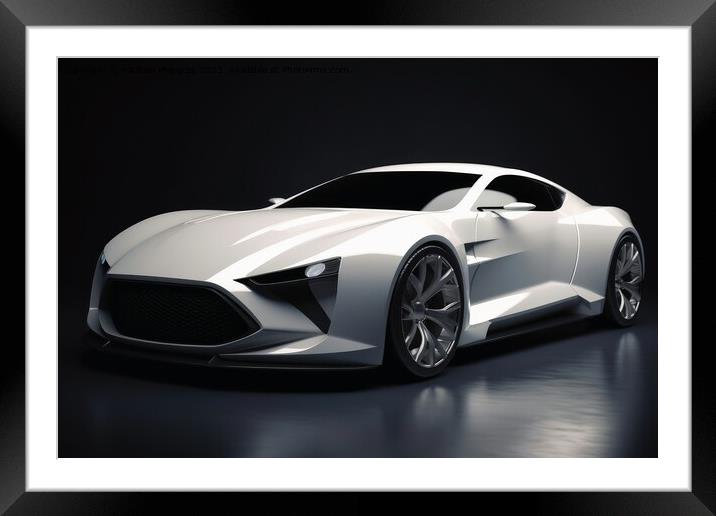 Modern luxury sports car created with generative AI technology. Framed Mounted Print by Michael Piepgras