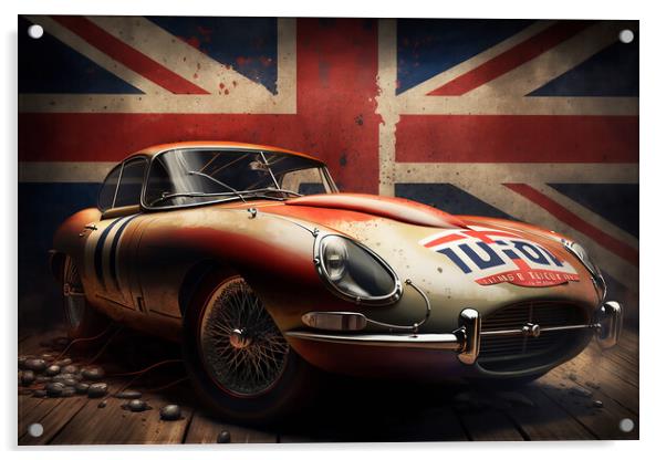 E Type Jaguar 2 Acrylic by Picture Wizard
