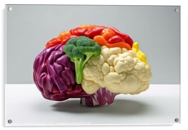 Side view of a human brain made of fresh vegetable on a white ba Acrylic by Michael Piepgras