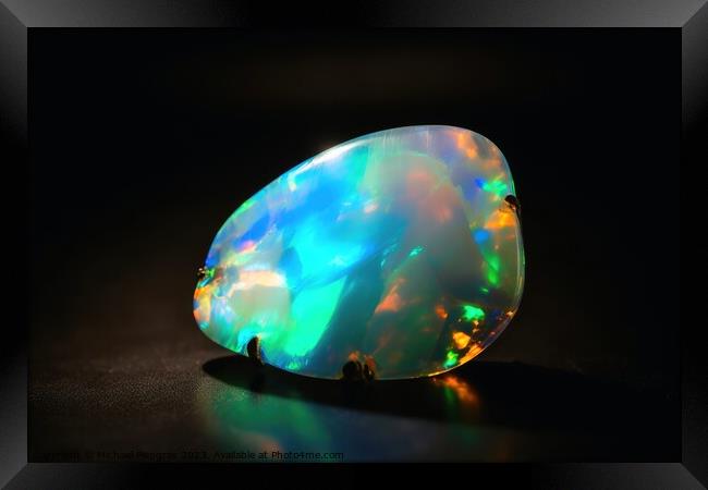 Stunning opal in bright light on a dark background created with  Framed Print by Michael Piepgras
