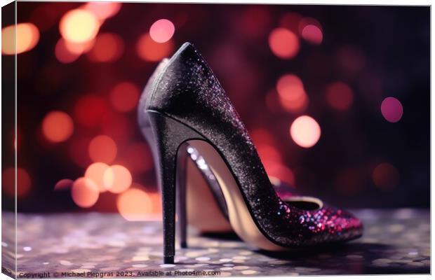 Stylish high heel shoes with glitter and bokeh lights created wi Canvas Print by Michael Piepgras