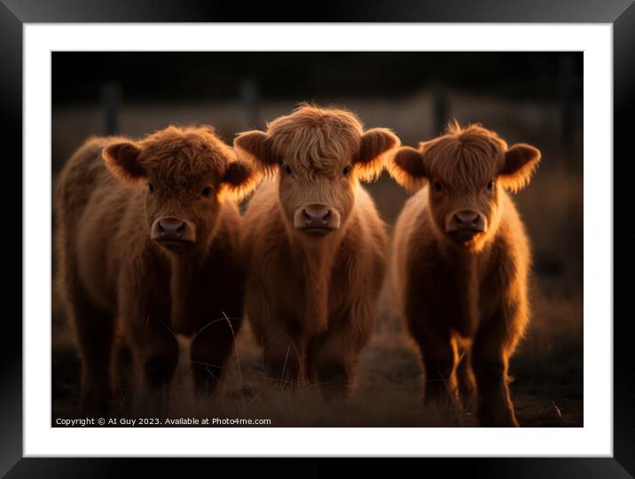 Baby Highland Cows  Framed Mounted Print by Craig Doogan Digital Art