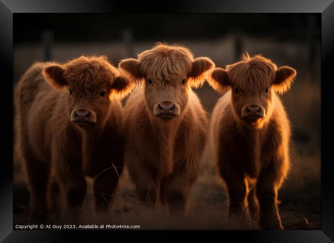Baby Highland Cows  Framed Print by Craig Doogan Digital Art