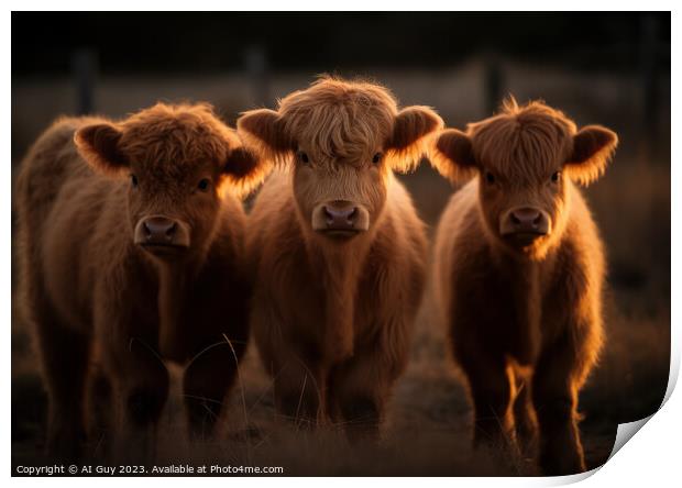 Baby Highland Cows  Print by Craig Doogan Digital Art
