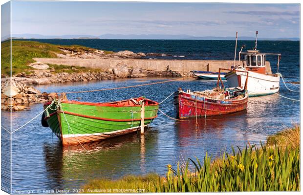 Colourful Fishing Boats, Berneray Canvas Print by Kasia Design