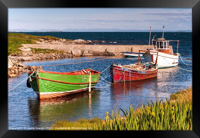 Colourful Fishing Boats, Berneray Framed Print by Kasia Design