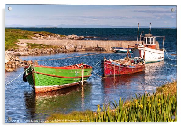 Colourful Fishing Boats, Berneray Acrylic by Kasia Design