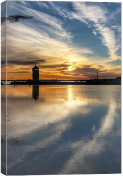 Cloudscape reflections over Brightlingsea tidal pool  Canvas Print by Tony lopez