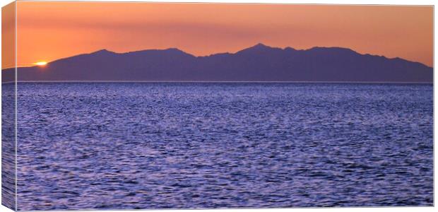 Blue waters and red sky, Arran Canvas Print by Allan Durward Photography