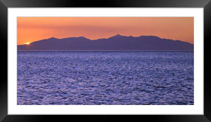 Blue waters and red sky, Arran Framed Mounted Print by Allan Durward Photography