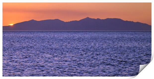 Blue waters and red sky, Arran Print by Allan Durward Photography