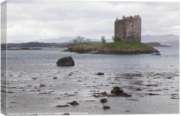 Castle Stalker on the route to Fort William Scotland  Canvas Print by Holly Burgess