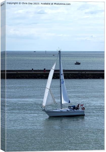 Yacht Enters Cattewater Canvas Print by Chris Day