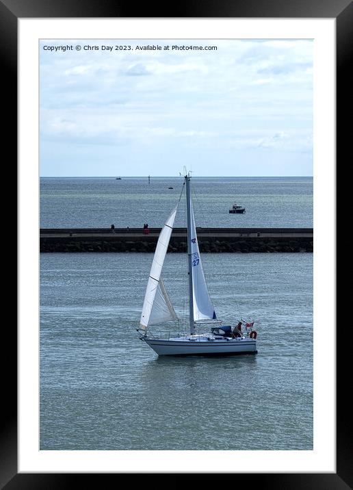 Yacht Enters Cattewater Framed Mounted Print by Chris Day