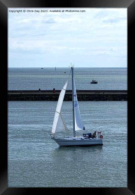 Yacht Enters Cattewater Framed Print by Chris Day