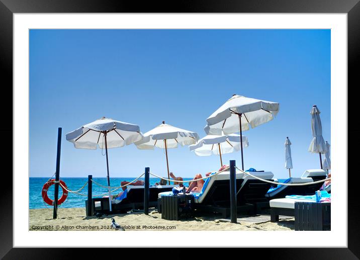 On The Beach Marbella  Framed Mounted Print by Alison Chambers