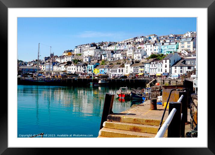Harbour and quayside, Brixham, Devon, UK. Framed Mounted Print by john hill