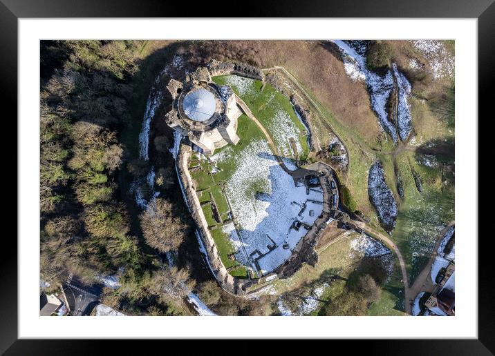Above Conisbrough Castle  Framed Mounted Print by Apollo Aerial Photography