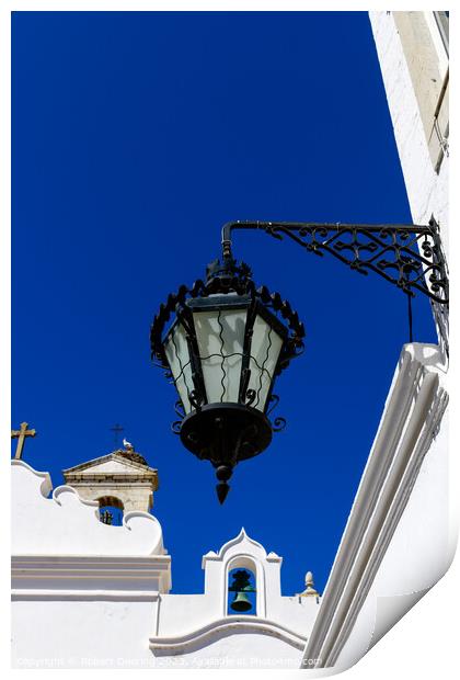 Faro Street Lamp Algarve Portugal Print by Robert Deering