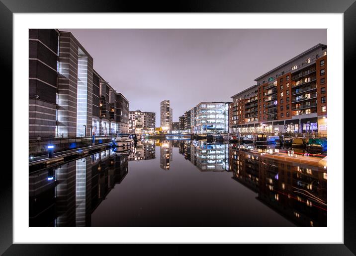 Leeds Dock at Night Framed Mounted Print by Apollo Aerial Photography