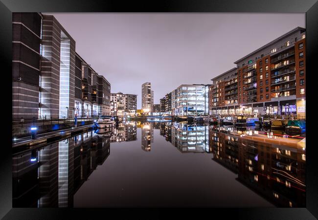 Leeds Dock at Night Framed Print by Apollo Aerial Photography