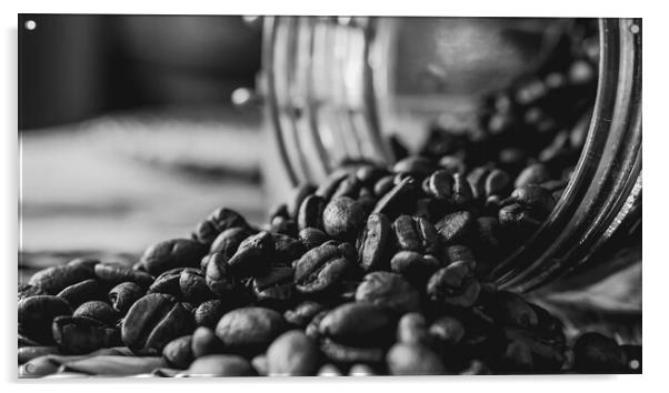 Black and white photo of coffee beans Acrylic by Martyn Large