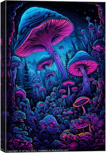 Neon Mushrooms Canvas Print by Craig Doogan Digital Art