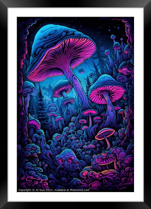 Neon Mushrooms Framed Mounted Print by Craig Doogan Digital Art