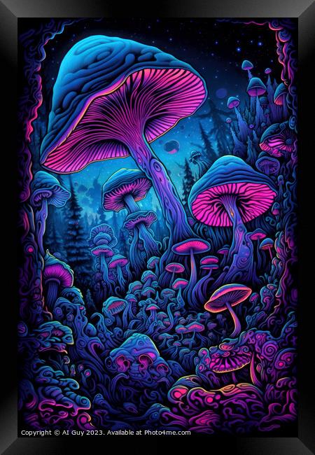 Neon Mushrooms Framed Print by Craig Doogan Digital Art