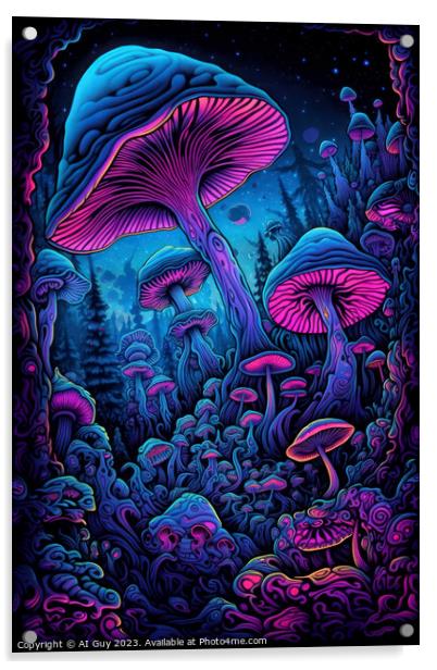 Neon Mushrooms Acrylic by Craig Doogan Digital Art
