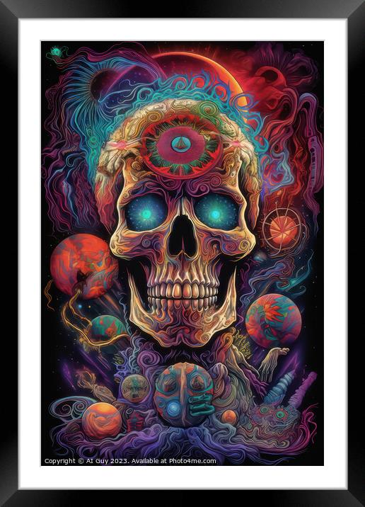 Skull Psychedelia Framed Mounted Print by Craig Doogan Digital Art