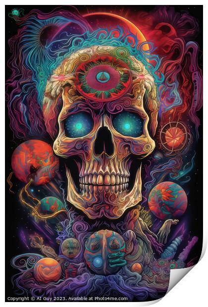 Skull Psychedelia Print by Craig Doogan Digital Art