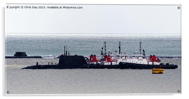 HMS Audaciuos on Plymouth Sound Acrylic by Chris Day