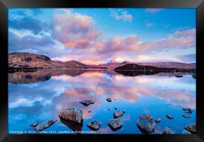 Clearing storm over Rannoch Moor, Scottish Highlan Framed Print by Justin Foulkes