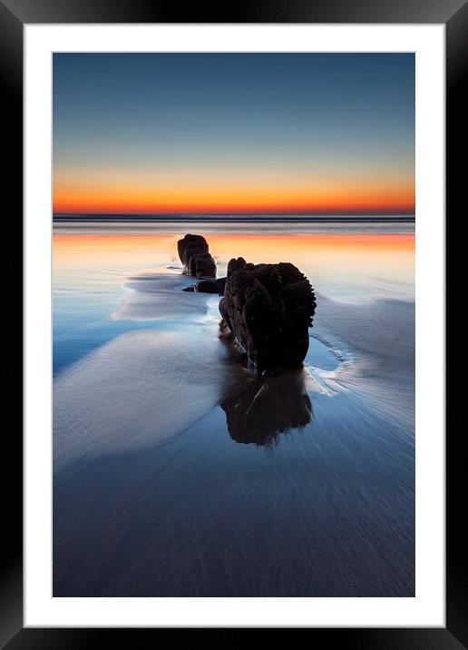 Sunset at Northcott Mouth, Cornwall, UK Framed Mounted Print by Kevin Howchin