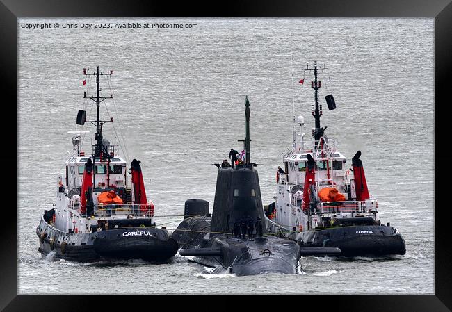 HMS Audacious and escort Framed Print by Chris Day