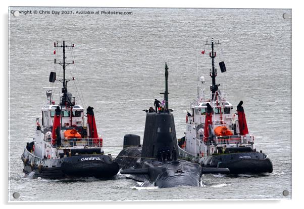 HMS Audacious and escort Acrylic by Chris Day