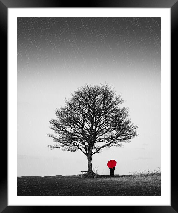 Red Umbrella Framed Mounted Print by Mark Jones