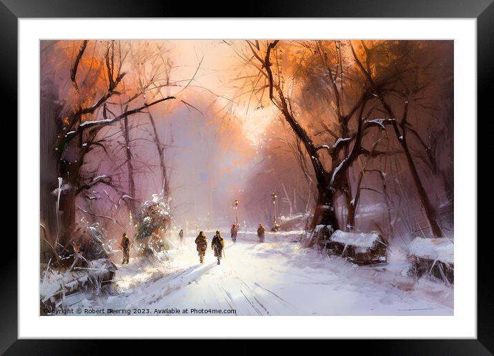 Central Park Path New York Framed Mounted Print by Robert Deering