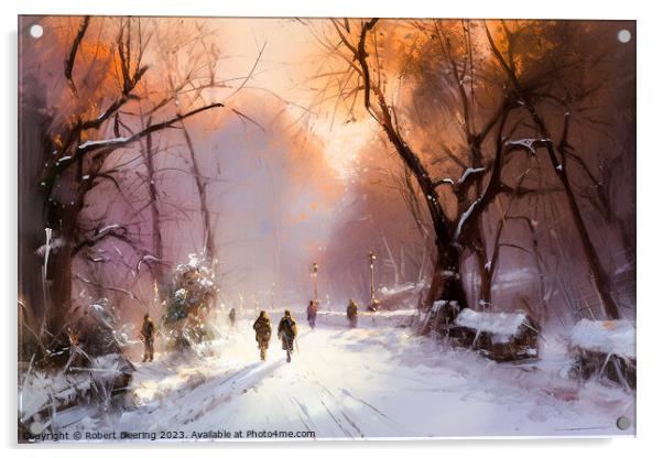 Central Park Path New York Acrylic by Robert Deering