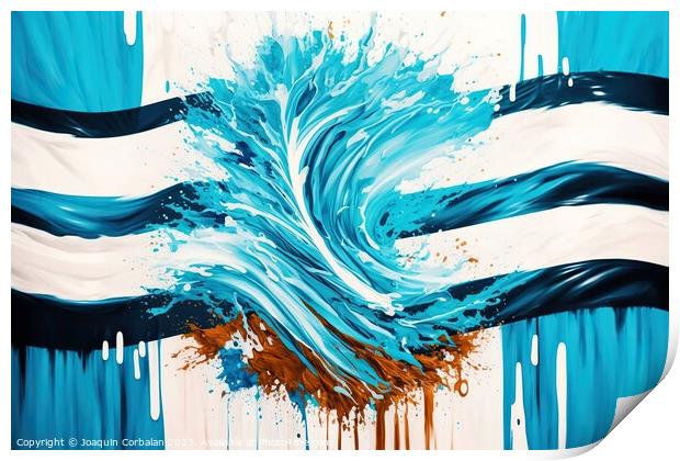 Argentinian flag, drawn with liquid acrylic. Ai generated. Print by Joaquin Corbalan