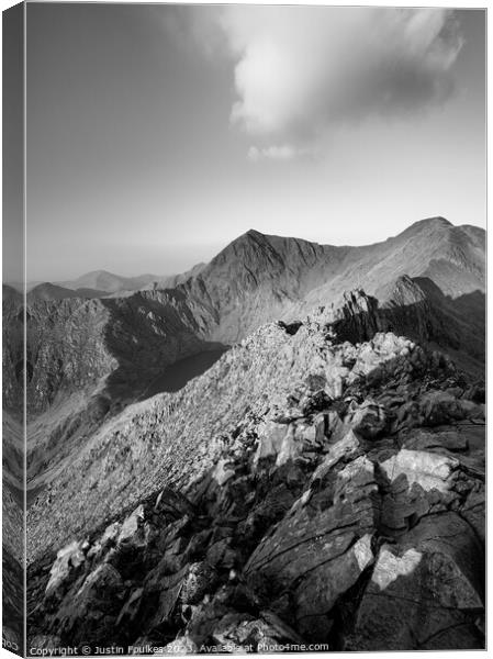 Snowdon from Crib Goch, North Wales Canvas Print by Justin Foulkes
