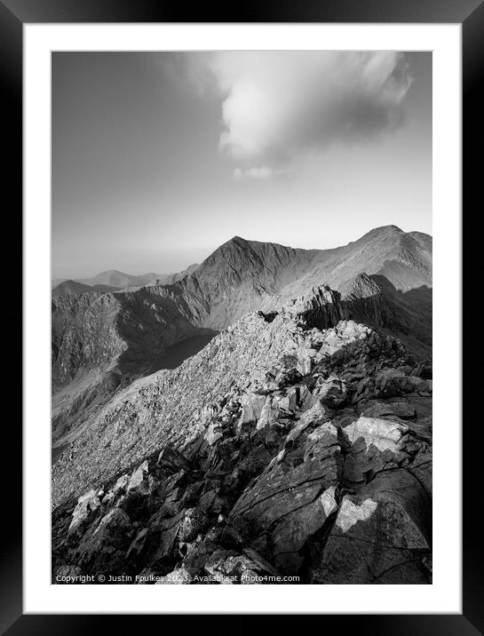 Snowdon from Crib Goch, North Wales Framed Mounted Print by Justin Foulkes