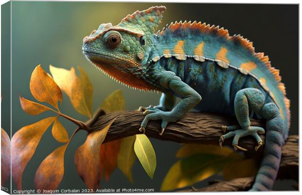 Wild chameleon in a forest. Ai generated. Canvas Print by Joaquin Corbalan