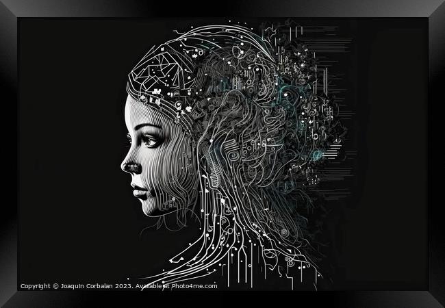 Concept illustration of humans assisted by artificial intelligen Framed Print by Joaquin Corbalan